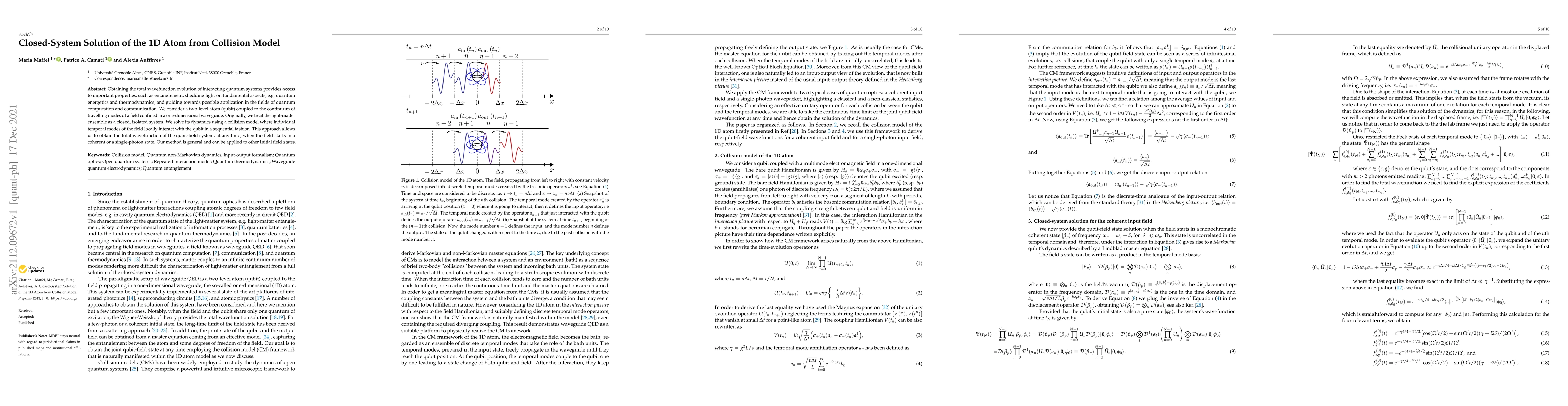Thumbnail for Closed-System Solution of the 1D Atom from Collision Model