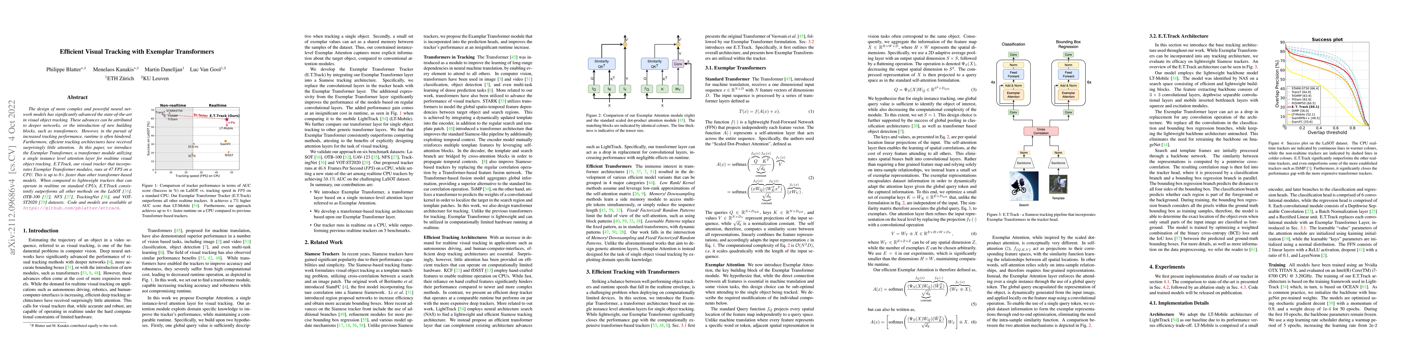 Thumbnail for Efficient Visual Tracking with Exemplar Transformers