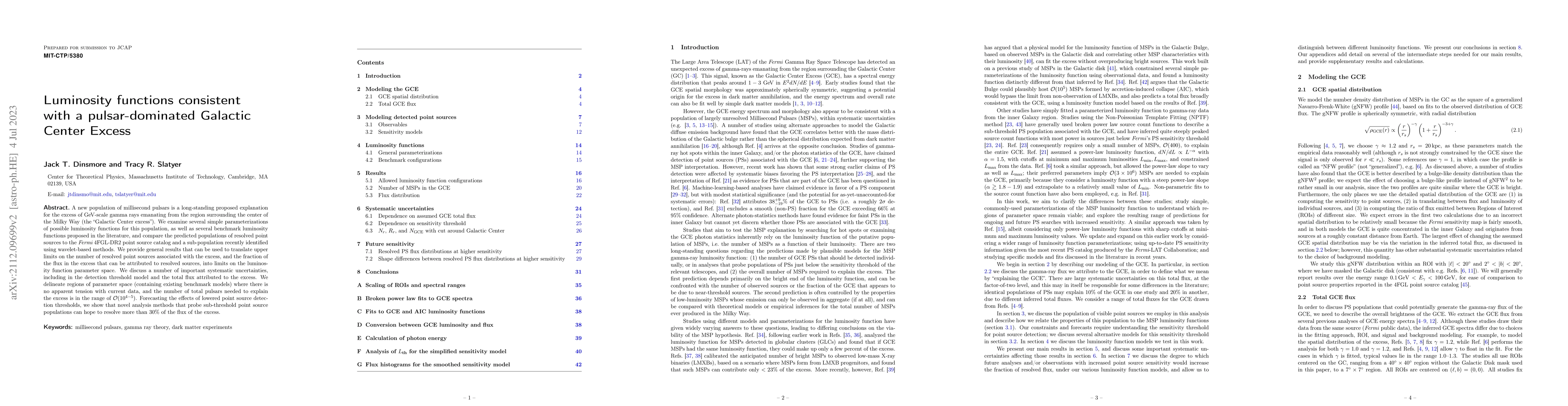 Thumbnail for Luminosity functions consistent with a pulsar-dominated Galactic Center
  Excess
