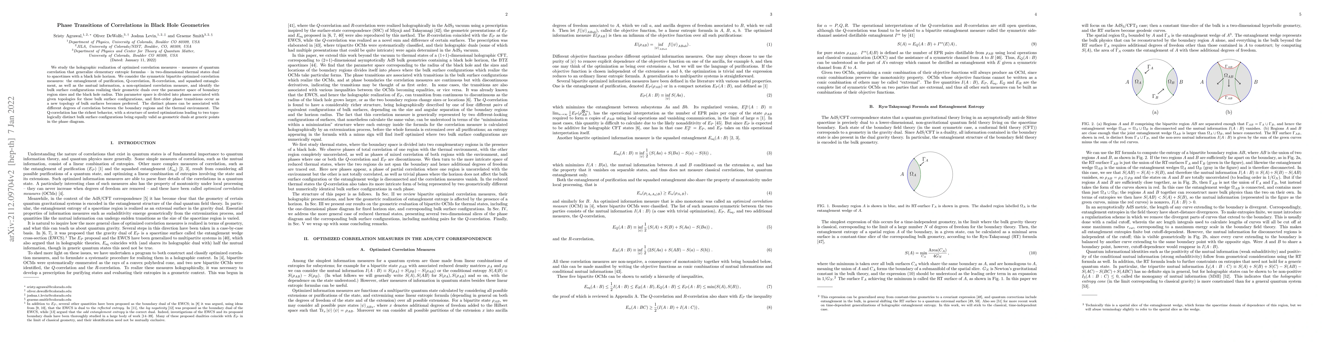 Thumbnail for Phase Transitions of Correlations in Black Hole Geometries