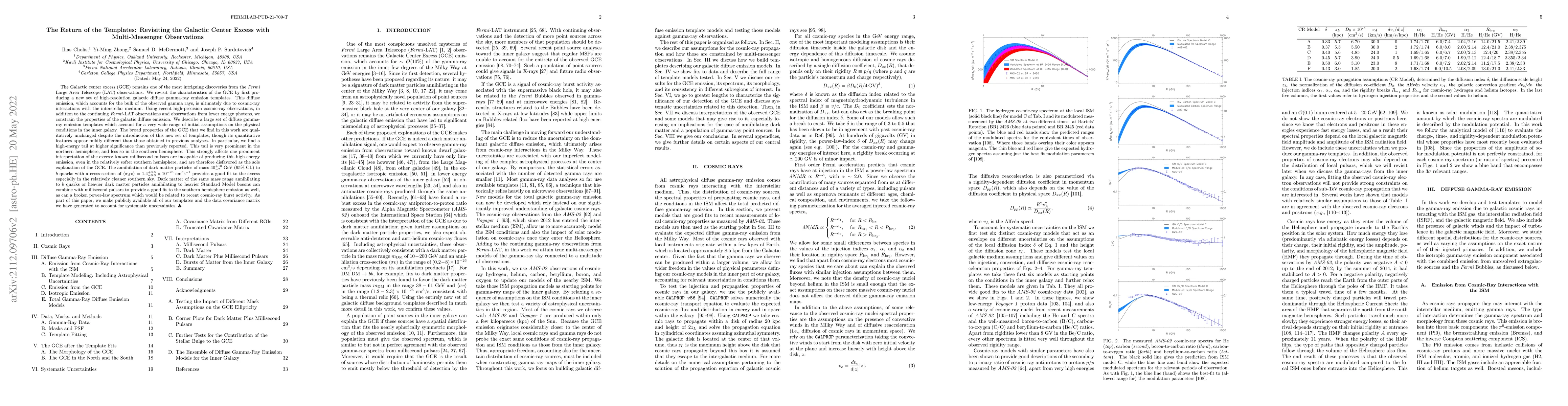 Thumbnail for The Return of the Templates: Revisiting the Galactic Center Excess with
  Multi-Messenger Observations