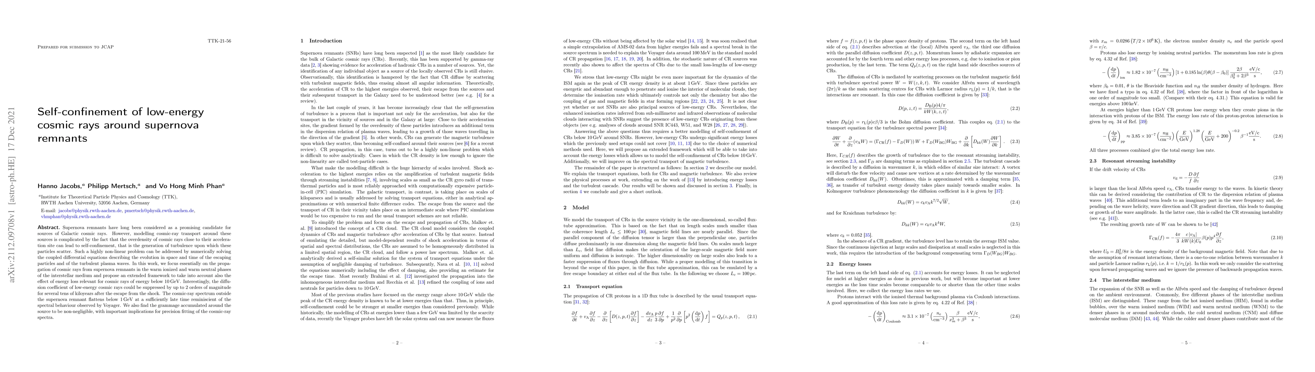 Thumbnail for Self-confinement of low-energy cosmic rays around supernova remnants