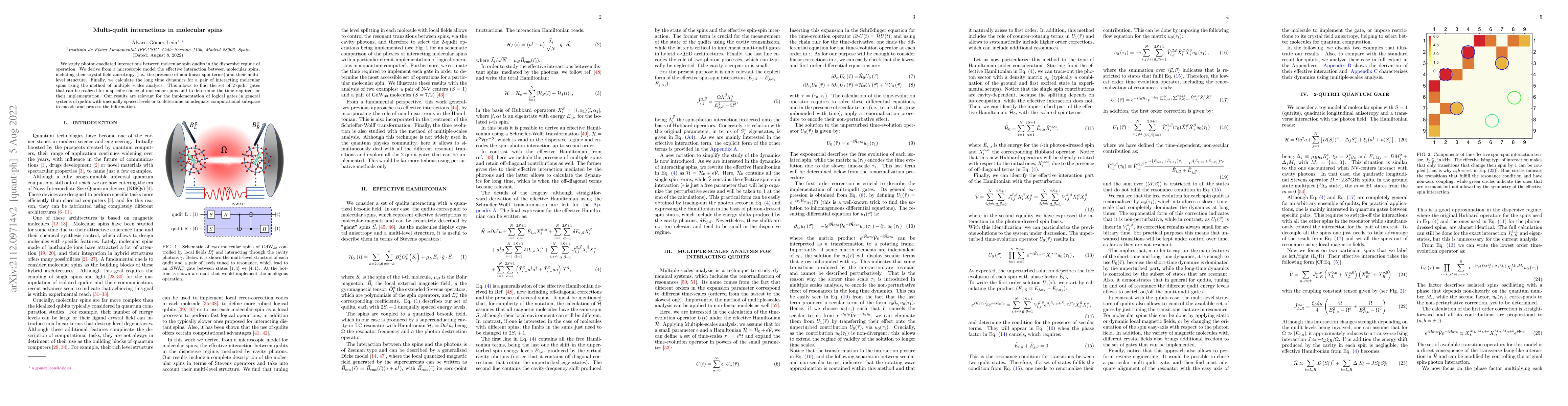 Thumbnail for Multi-qudit interactions in molecular spins