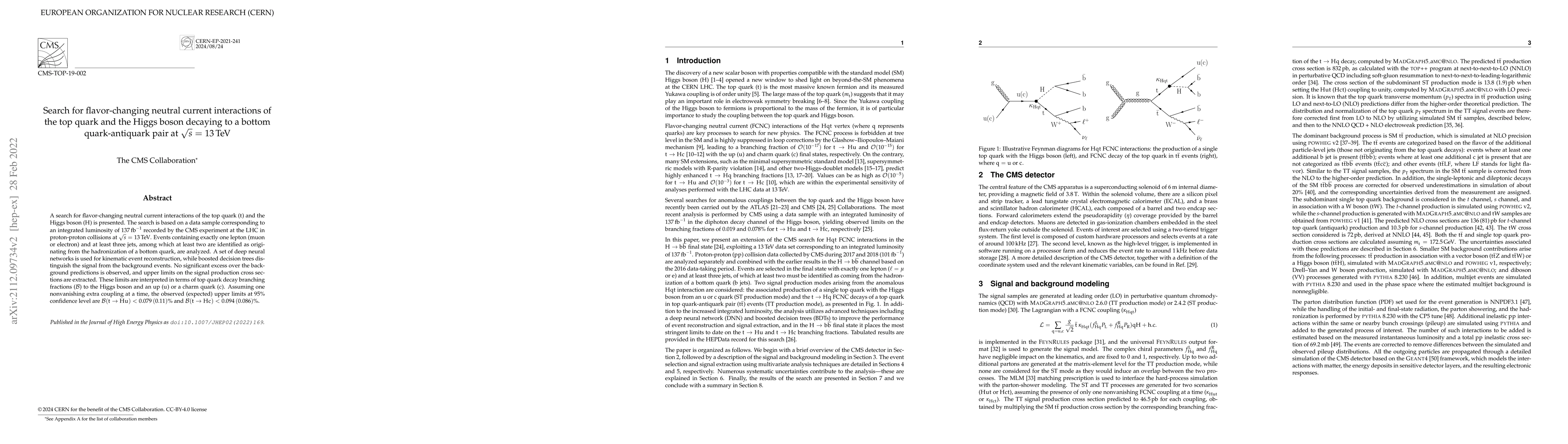 Thumbnail for Search for flavor-changing neutral current interactions of the top quark
  and the Higgs boson decaying to a bottom quark-antiquark pair at $\sqrt{s}$ =
  13 TeV