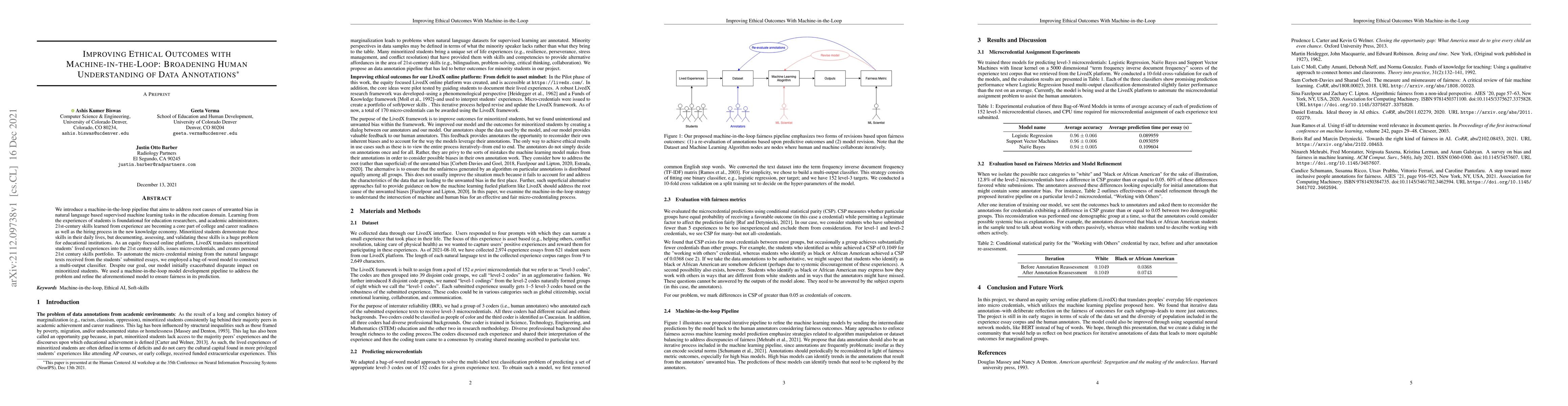 Thumbnail for Improving Ethical Outcomes with Machine-in-the-Loop: Broadening Human
  Understanding of Data Annotations