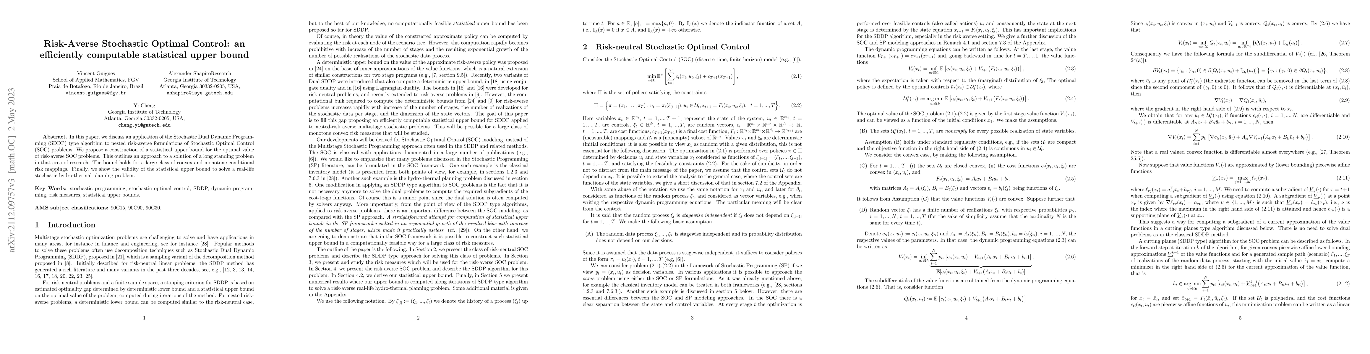 Thumbnail for Risk-Averse Stochastic Optimal Control: an efficiently computable
  statistical upper bound