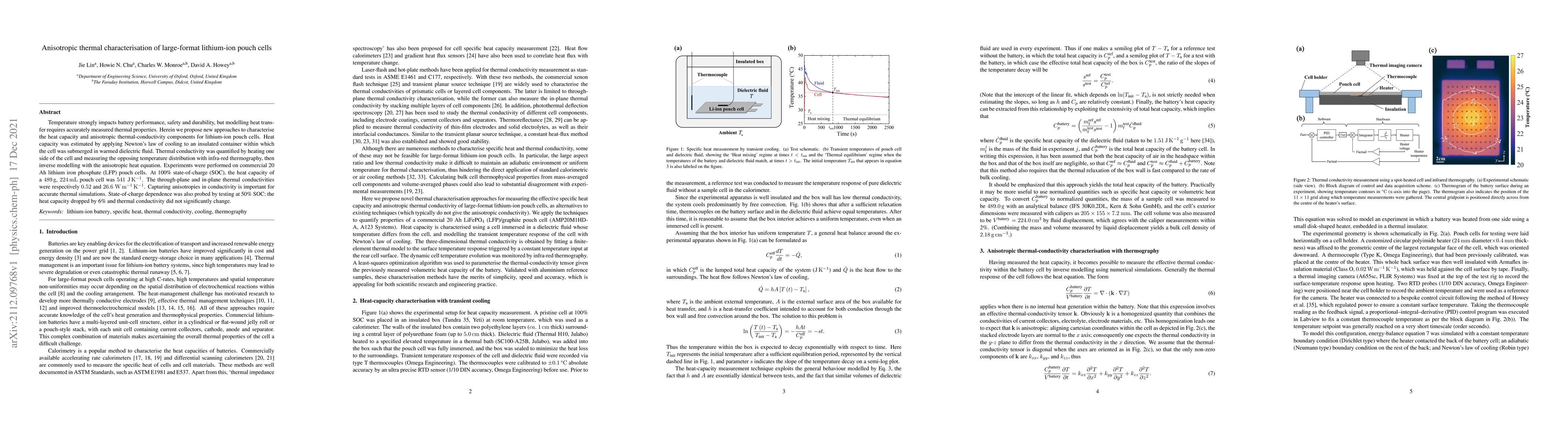 Thumbnail for Anisotropic thermal characterisation of large-format lithium-ion pouch
  cells