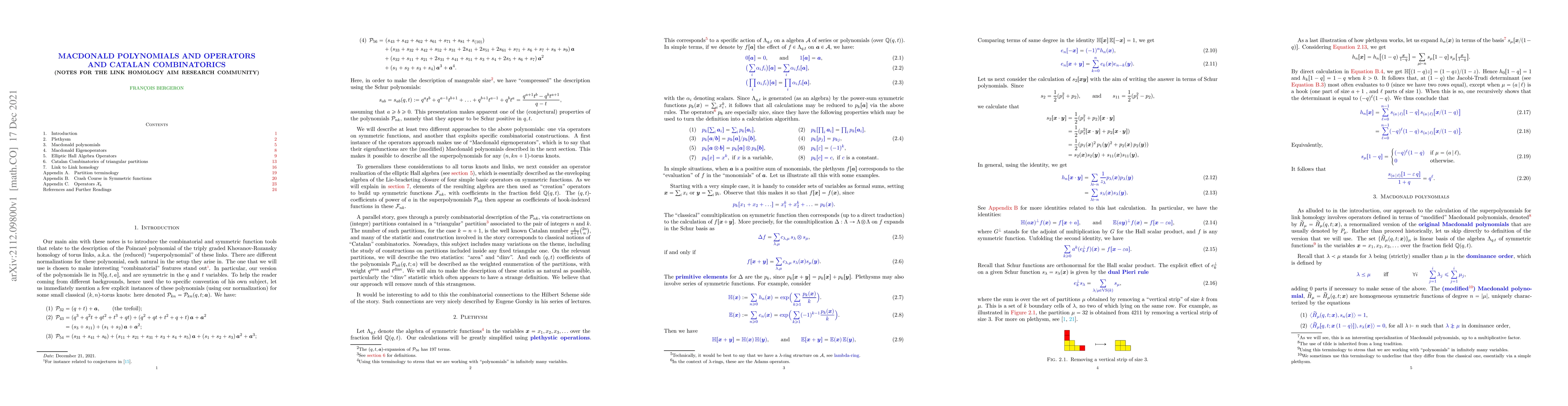 Thumbnail for Macdonald polynomials and operators and Catalan Combinatorics