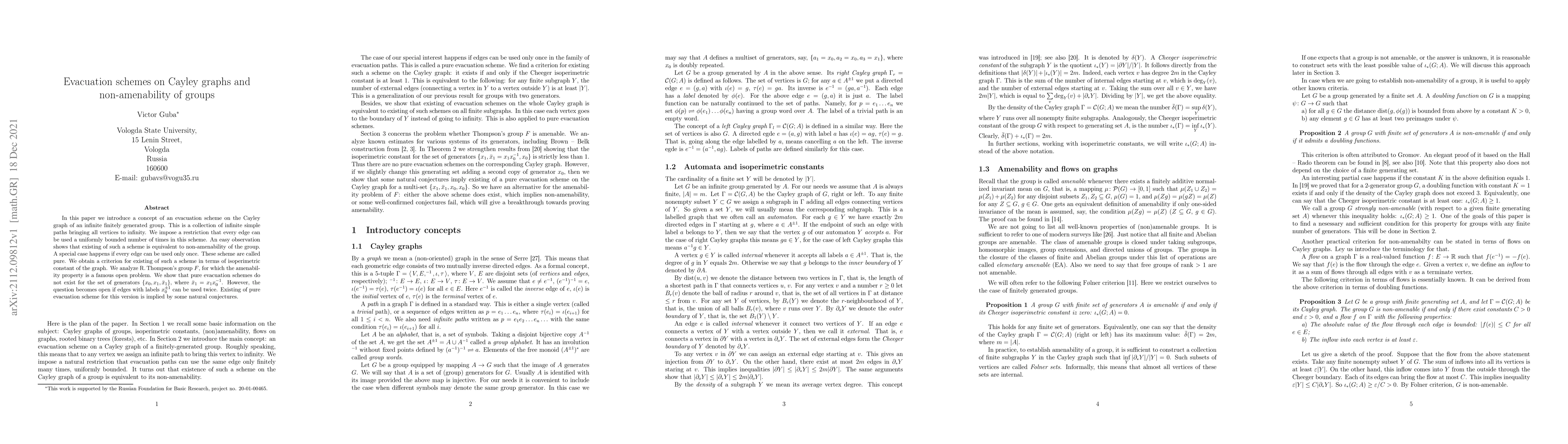 Thumbnail for Evacuation schemes on Cayley graphs and non-amenability of groups