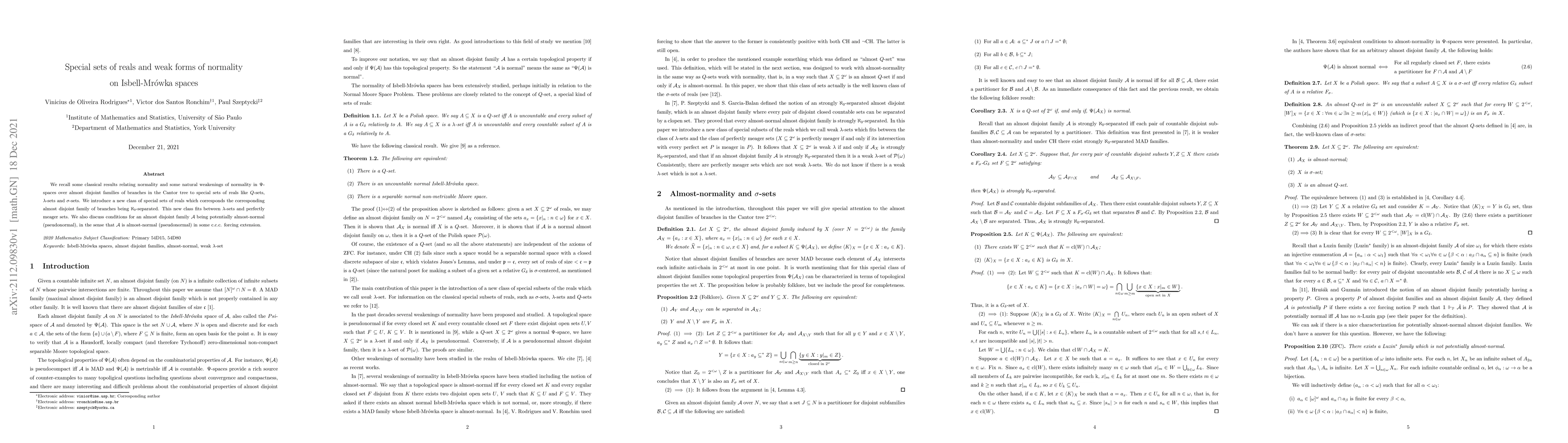 Thumbnail for Special sets of reals and weak forms of normality on Isbell-Mr\'owka
  spaces