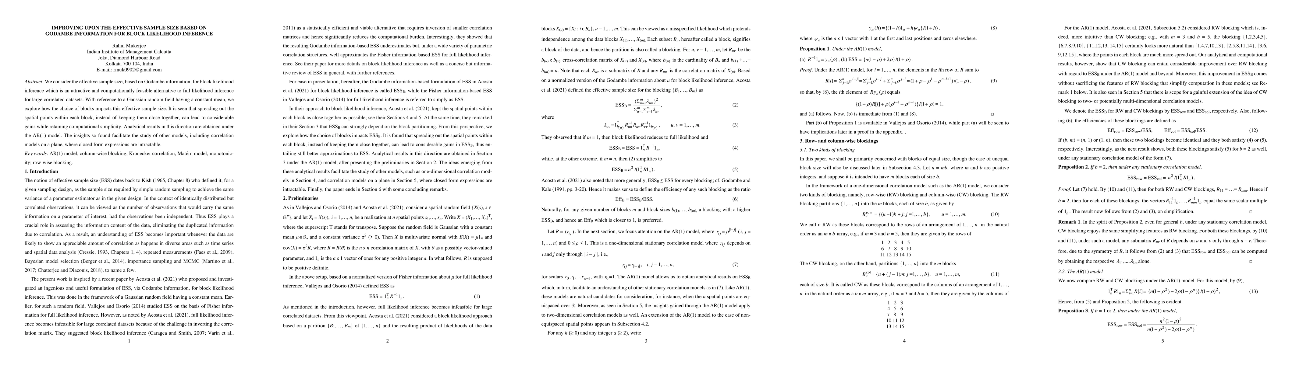 Thumbnail for Improving upon the effective sample size based on Godambe information
  for block likelihood inference