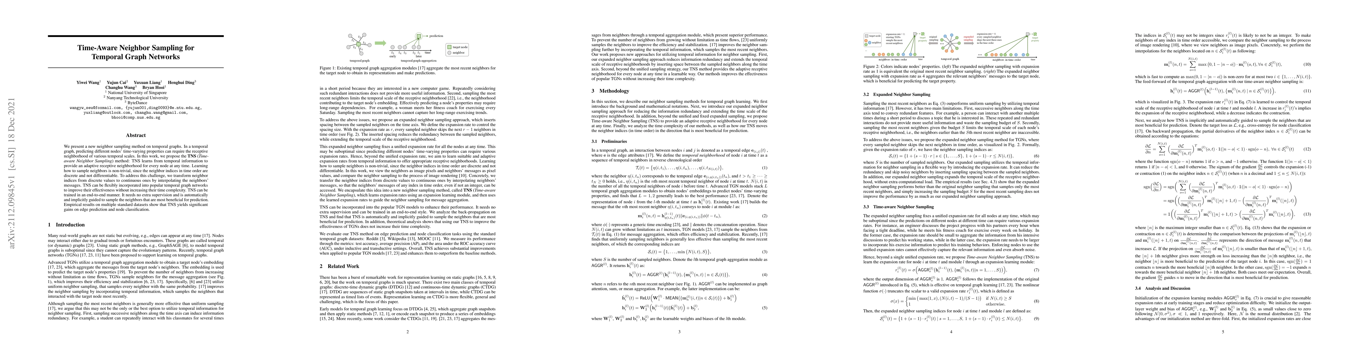 Thumbnail for Time-Aware Neighbor Sampling for Temporal Graph Networks