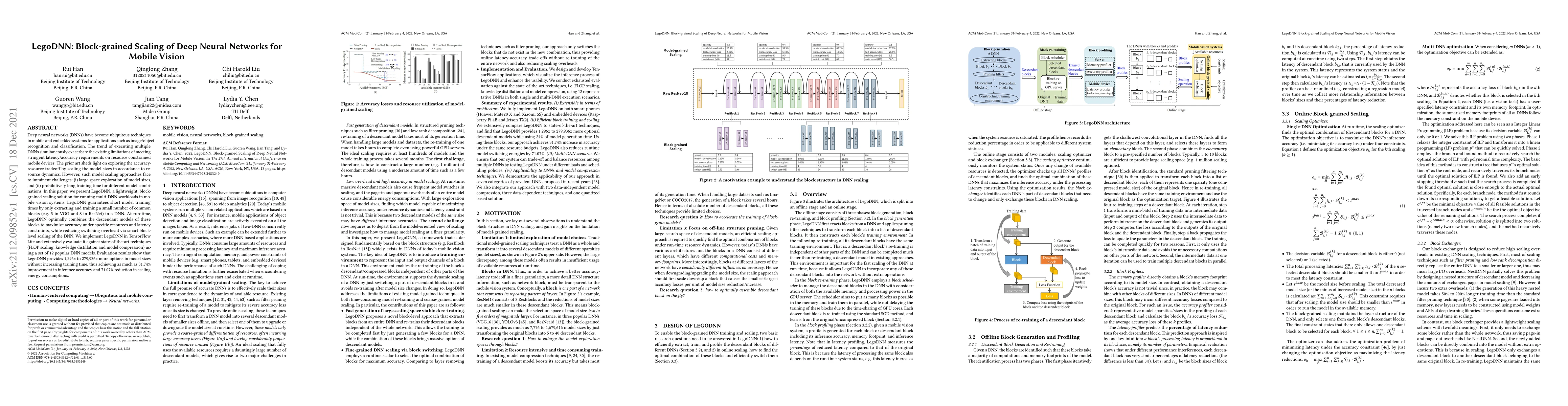 Thumbnail for LegoDNN: Block-grained Scaling of Deep Neural Networks for Mobile Vision