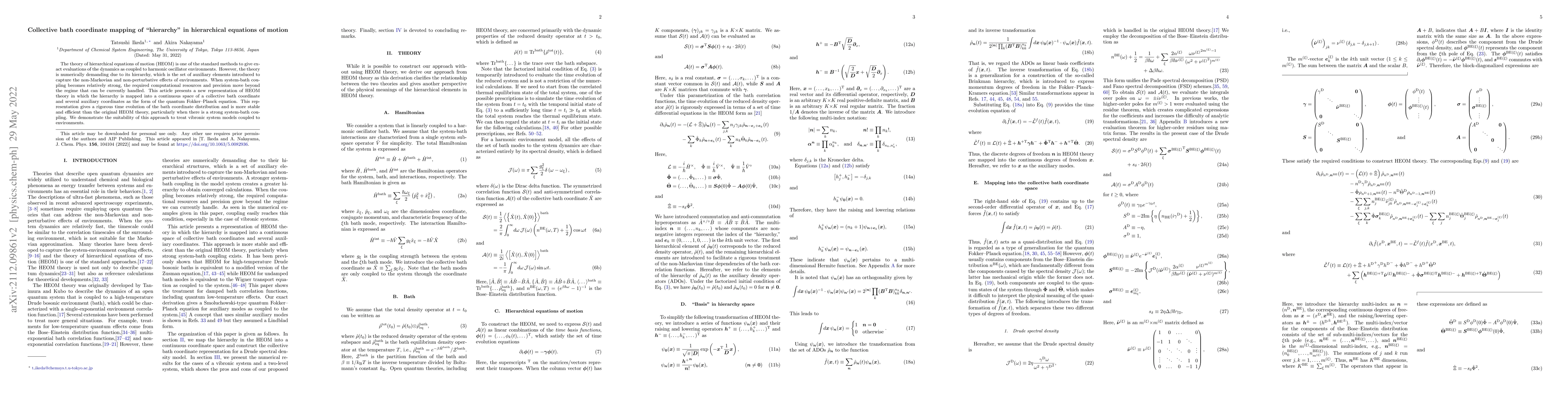 Thumbnail for Collective bath coordinate mapping of "hierarchy" in hierarchical
  equations of motion