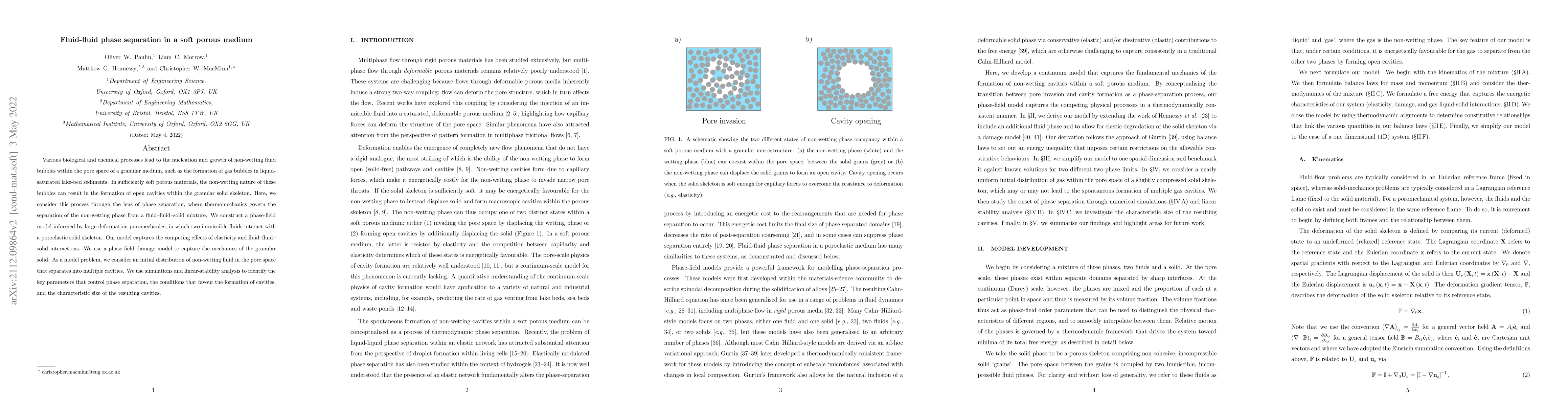 Thumbnail for Fluid-fluid phase separation in a soft porous medium