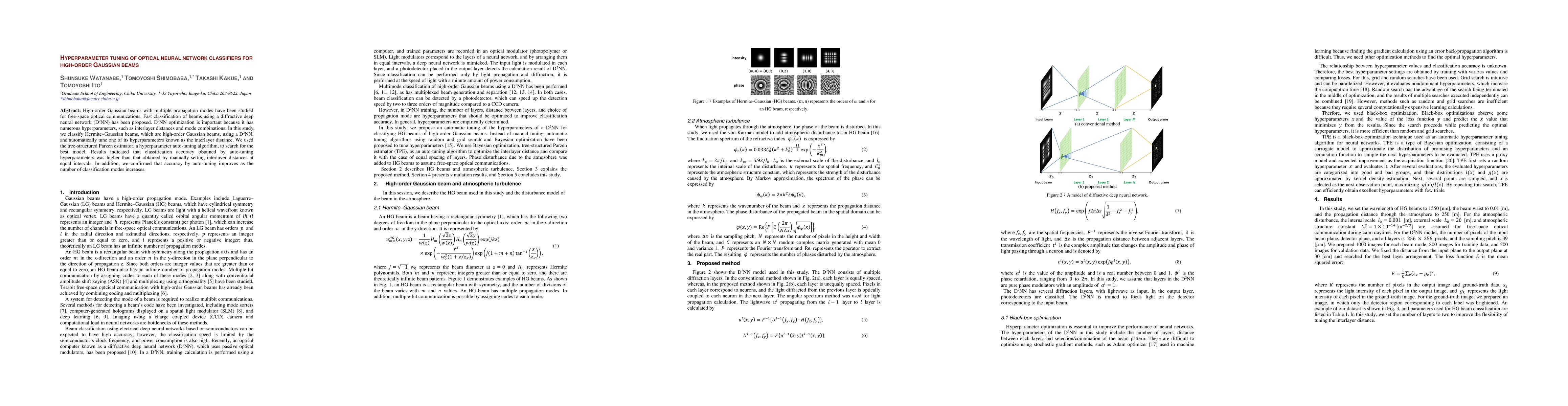 Thumbnail for Hyperparameter tuning of optical neural network classifiers for
  high-order gaussian beams