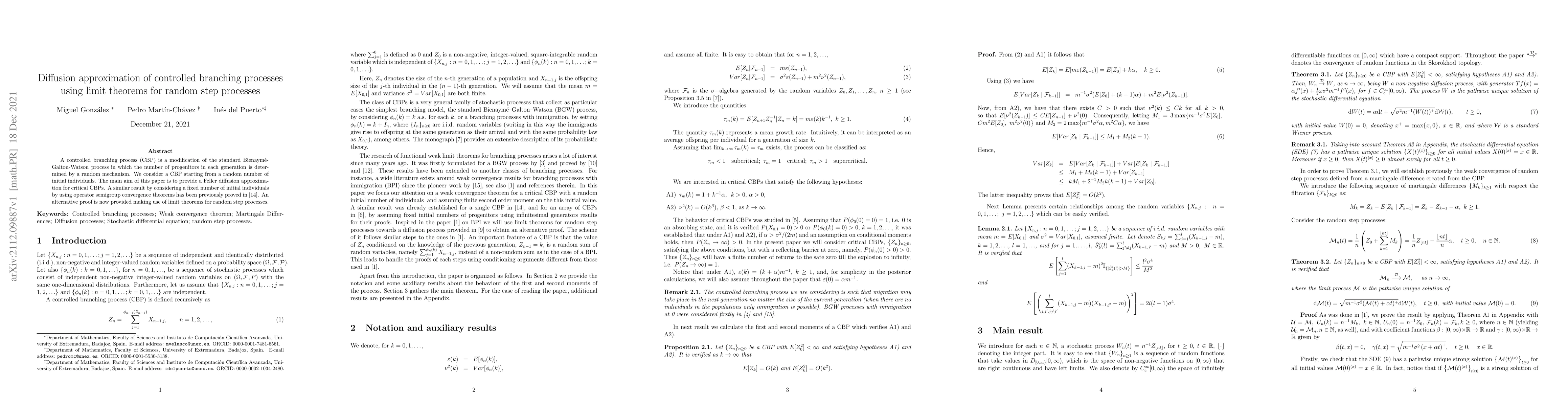 Thumbnail for Diffusion approximation of controlled branching processes using limit
  theorems for random step processes