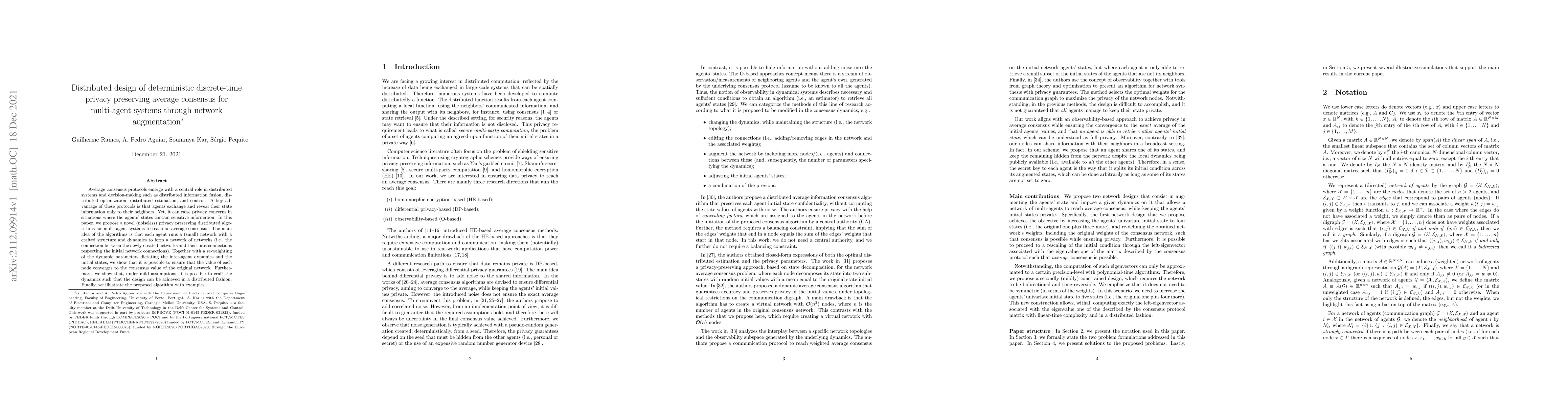 Thumbnail for Distributed design of deterministic discrete-time privacy preserving
  average consensus for multi-agent systems through network augmentation