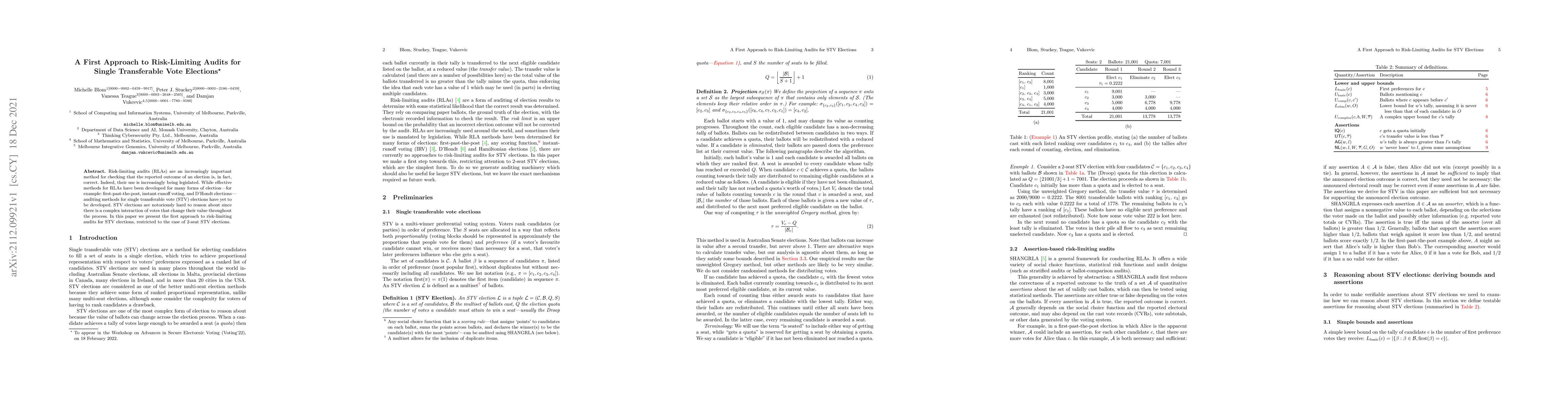 Thumbnail for A First Approach to Risk-Limiting Audits for Single Transferable Vote
  Elections