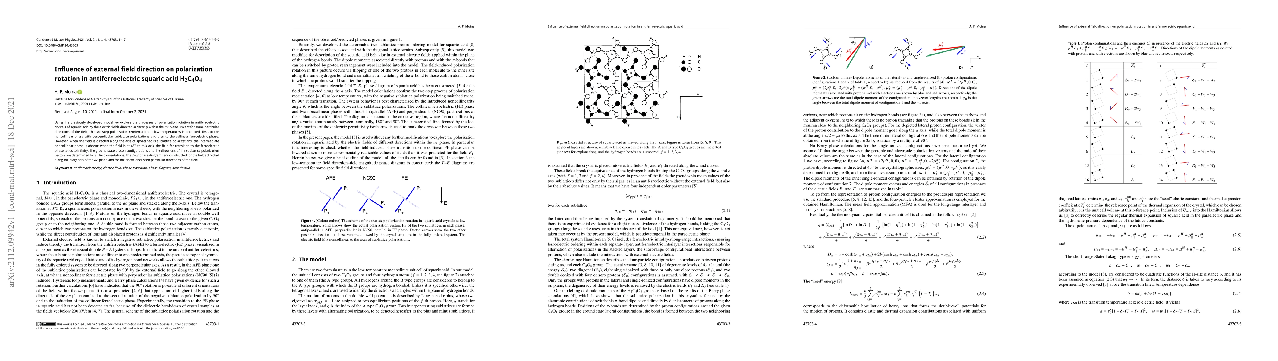 Thumbnail for Influence of external field direction on polarization rotation in
  antiferroelectric squaric acid H$_2$C$_4$O$_4$