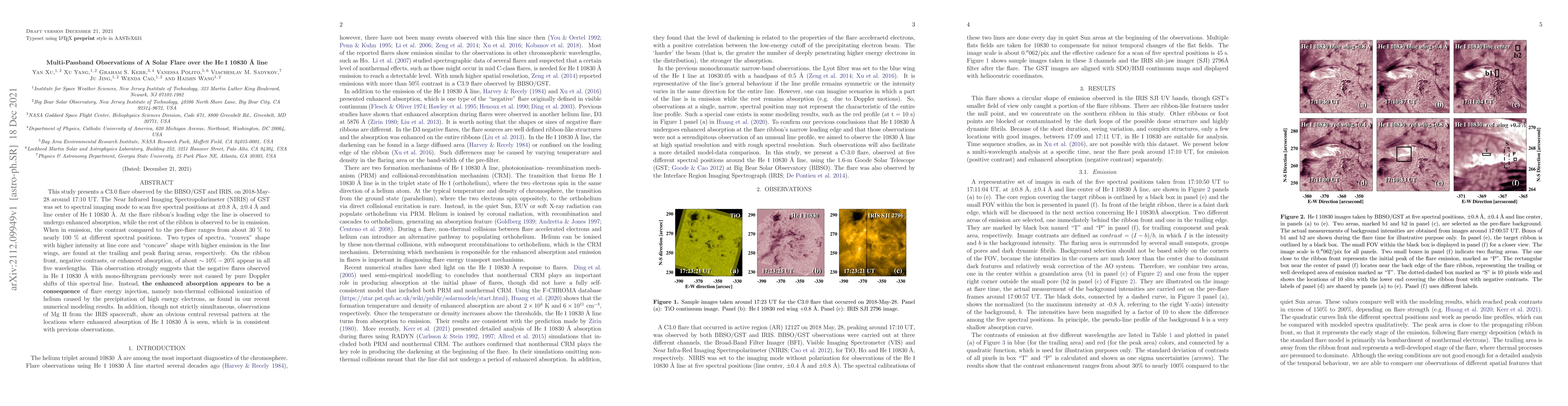 Thumbnail for Multi-Passband Observations of A Solar Flare over the He I 10830 \AA\
  line
