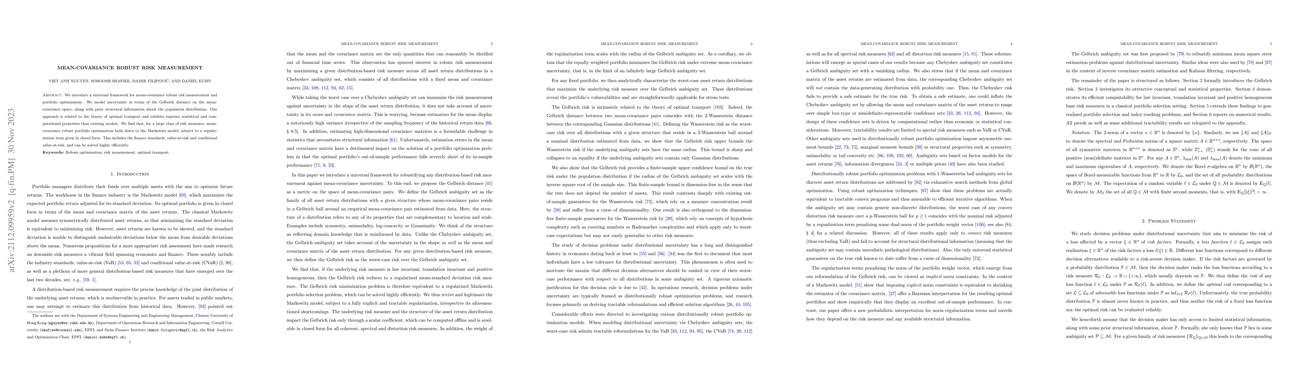 Thumbnail for Mean-Covariance Robust Risk Measurement