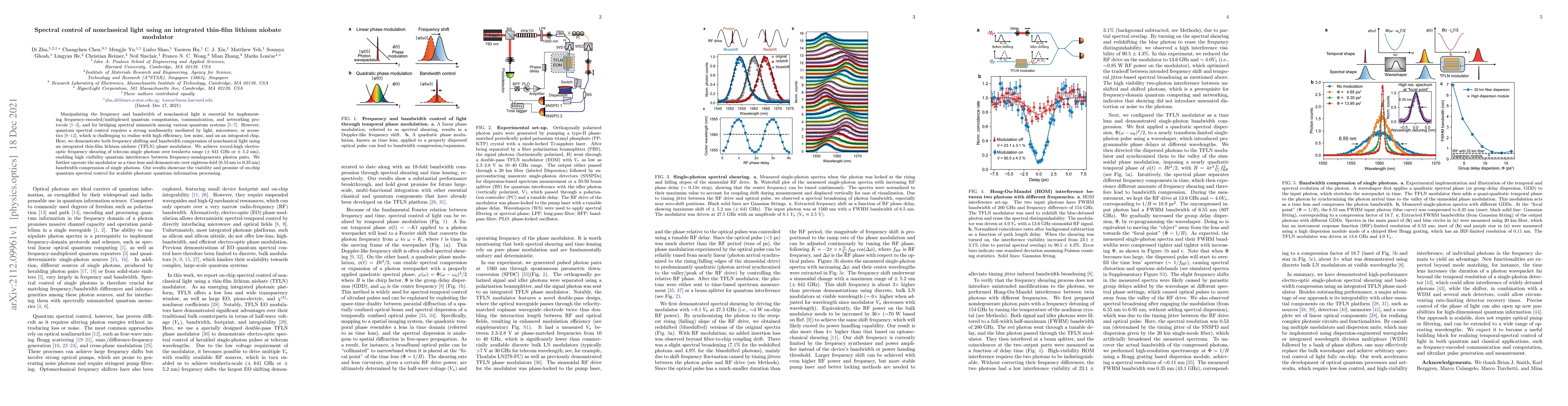 Thumbnail for Spectral control of nonclassical light using an integrated thin-film
  lithium niobate modulator
