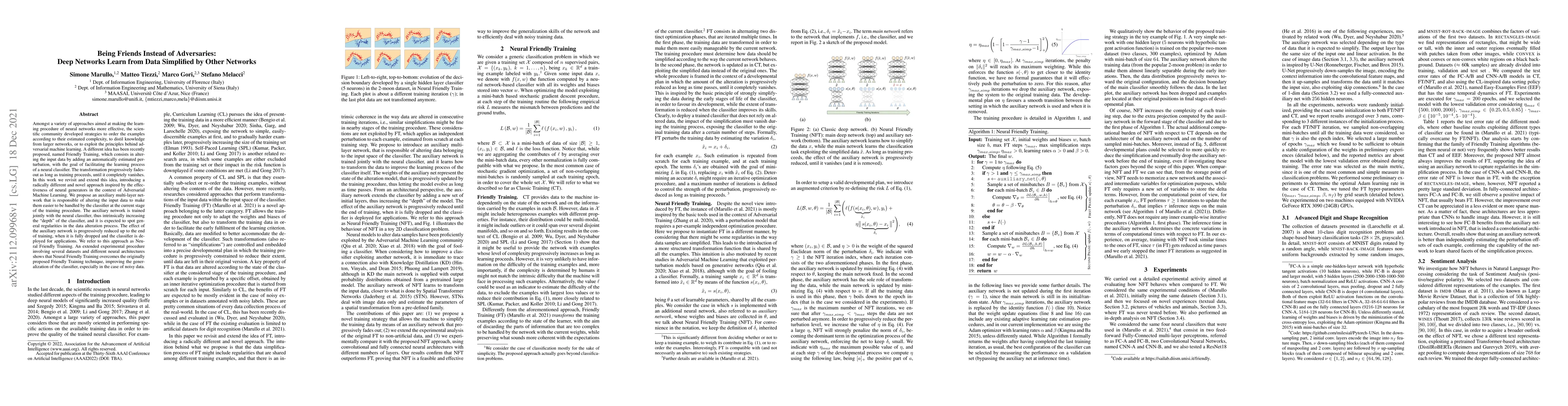 Thumbnail for Being Friends Instead of Adversaries: Deep Networks Learn from Data
  Simplified by Other Networks