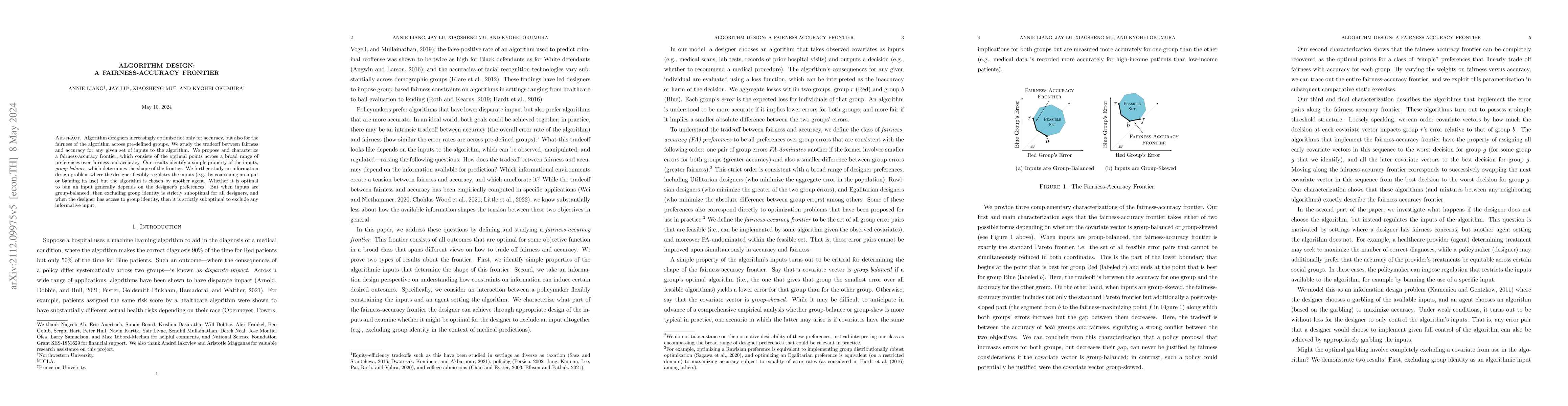 Thumbnail for Algorithm Design: A Fairness-Accuracy Frontier
