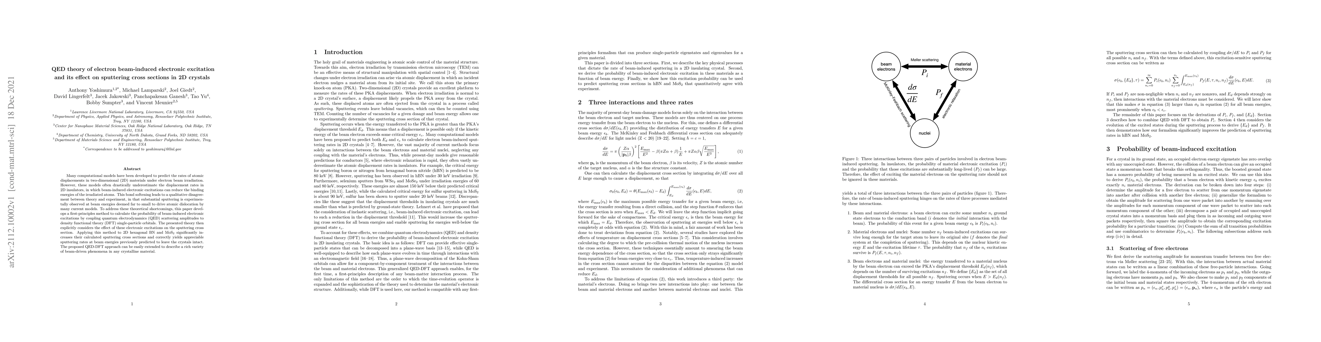 Thumbnail for QED theory of electron beam-induced electronic excitation and its effect
  on sputtering cross sections in 2D crystals