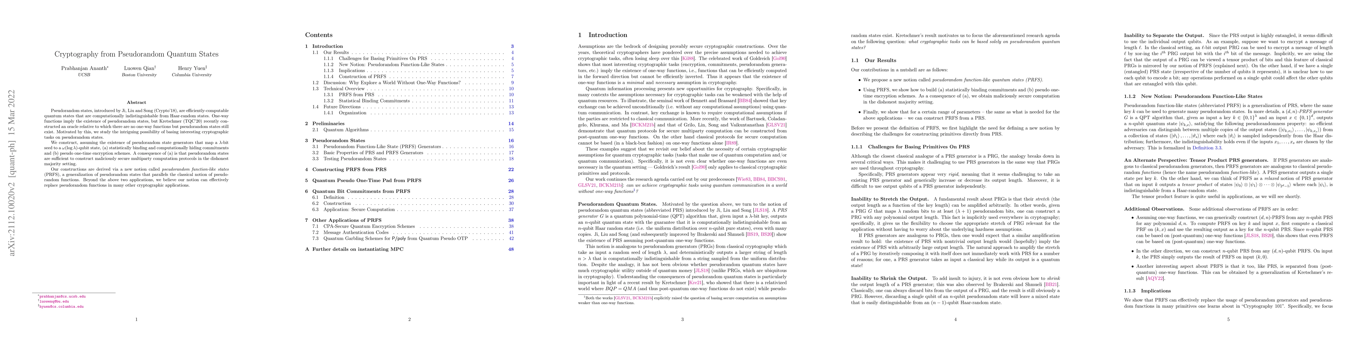 Thumbnail for Cryptography from Pseudorandom Quantum States