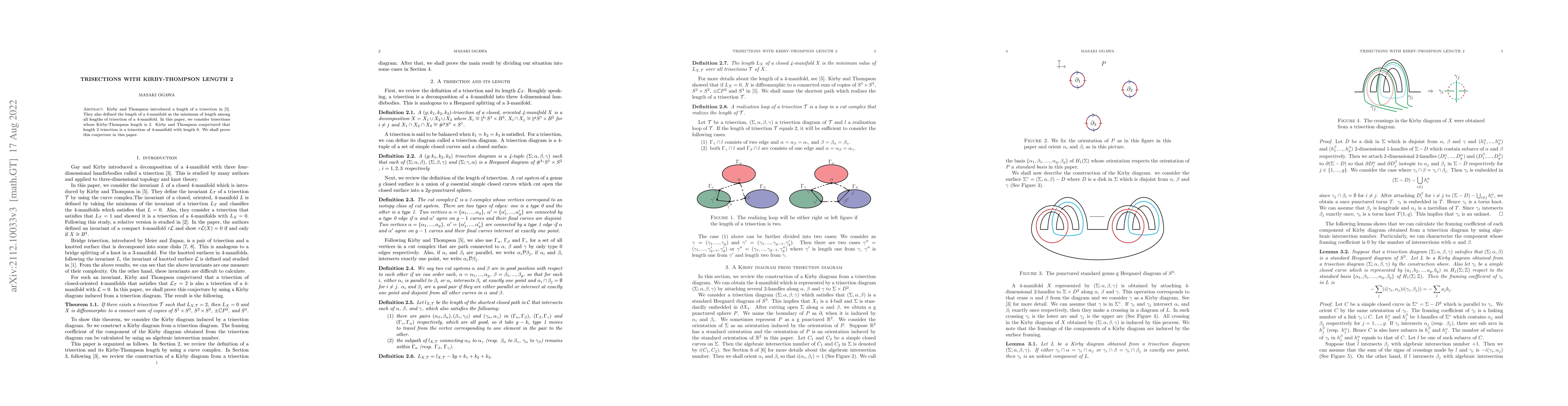 Thumbnail for Trisections with Kirby-Thompson length 2