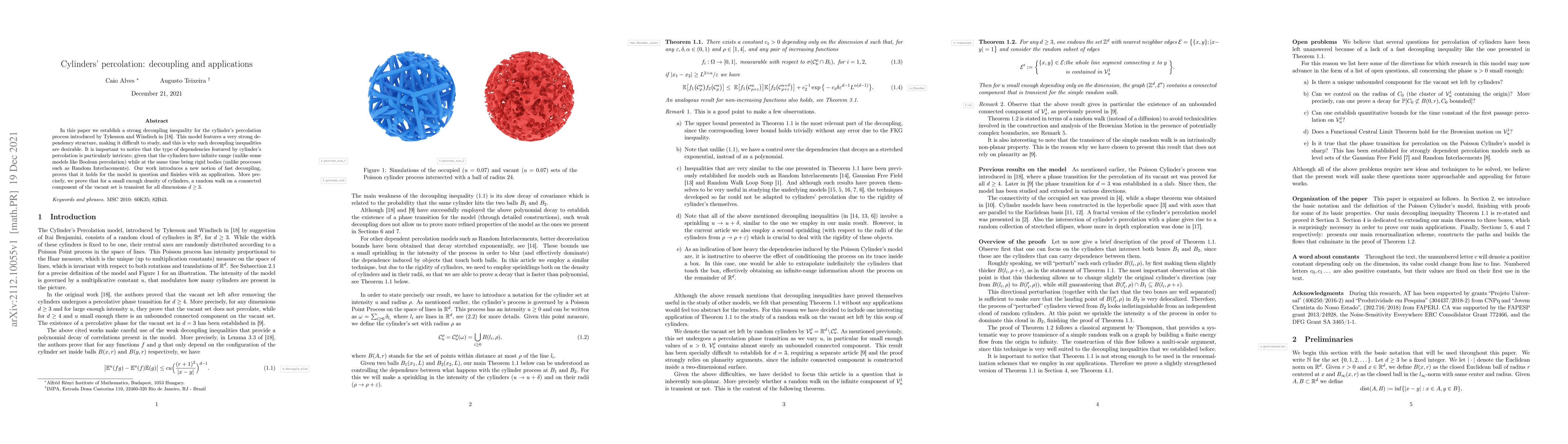 Thumbnail for Cylinders' percolation: decoupling and applications