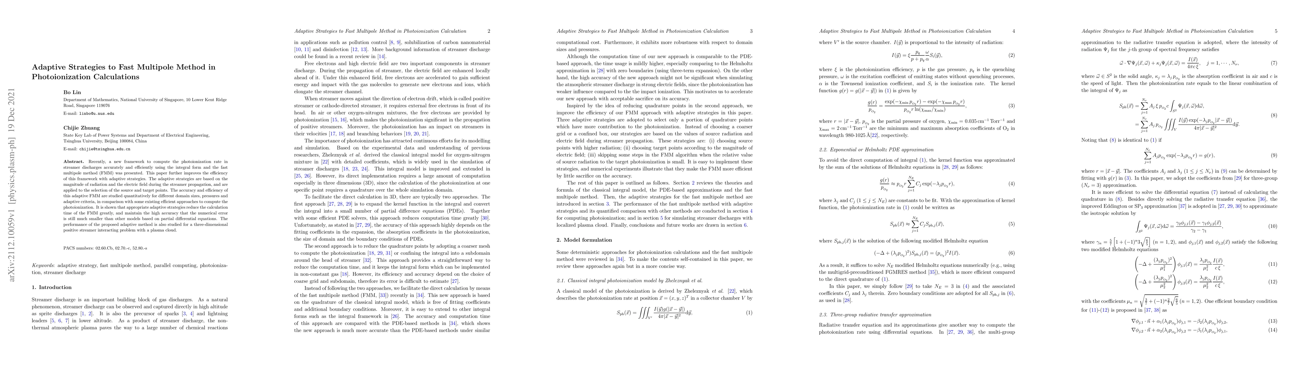 Thumbnail for Adaptive Strategies to Fast Multipole Method in Photoionization
  Calculations