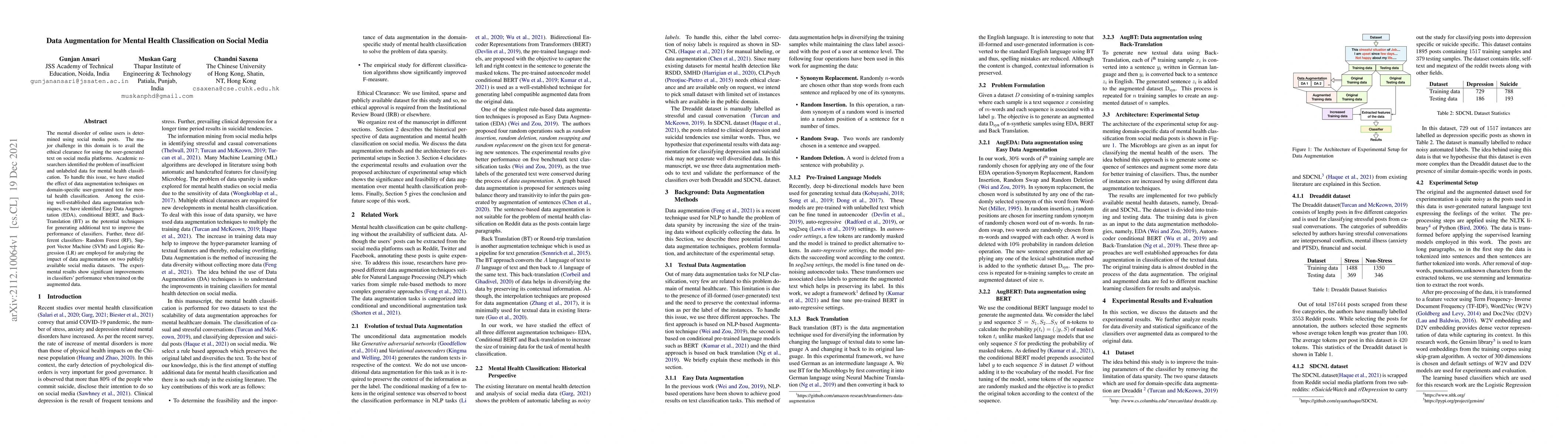 Thumbnail for Data Augmentation for Mental Health Classification on Social Media