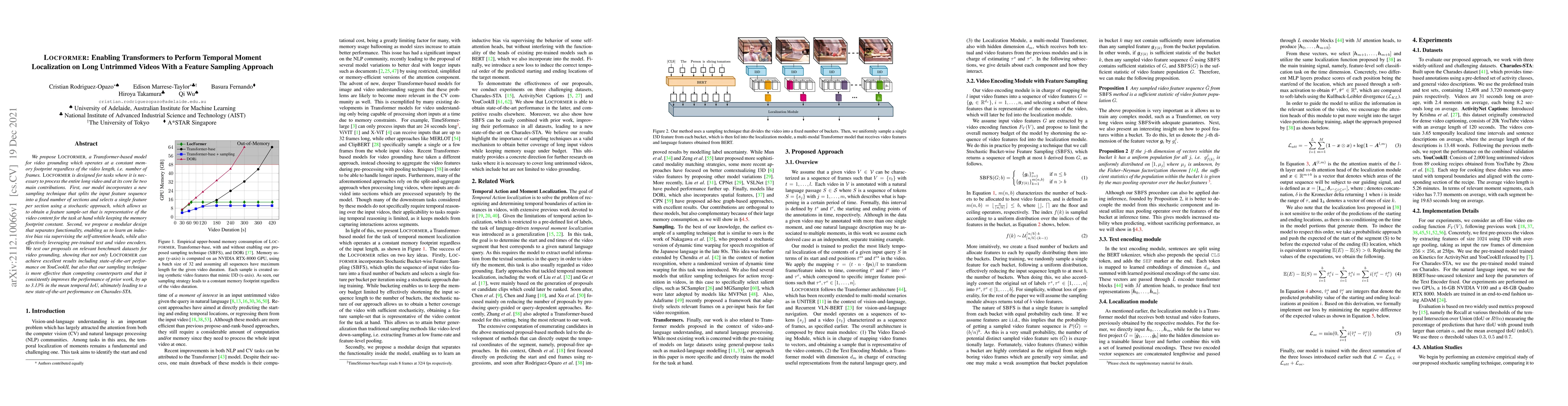 Thumbnail for LocFormer: Enabling Transformers to Perform Temporal Moment Localization
  on Long Untrimmed Videos With a Feature Sampling Approach