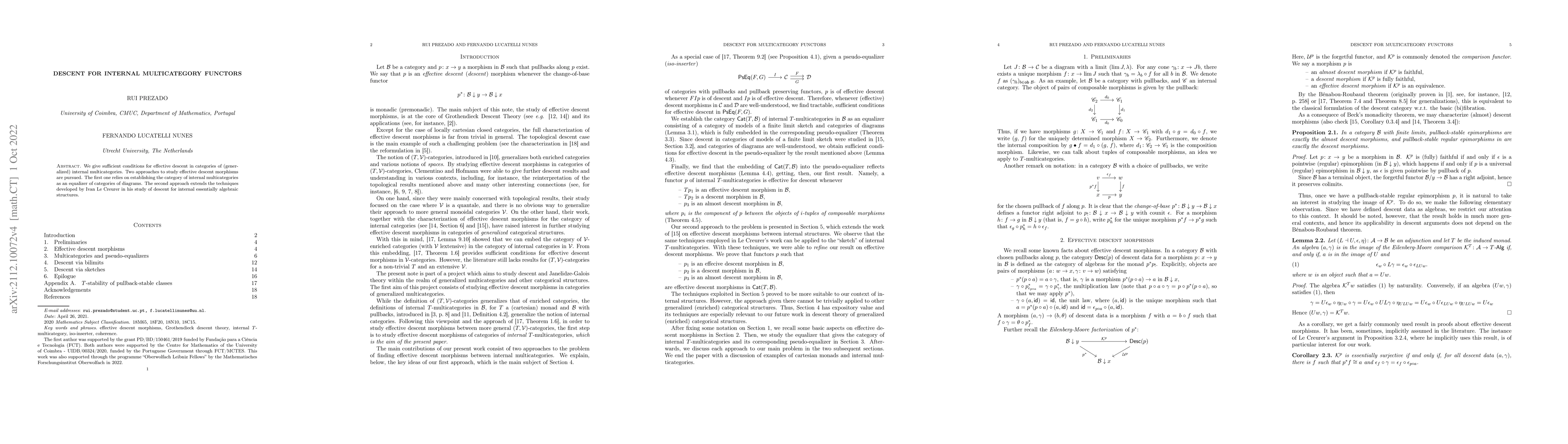 Thumbnail for Descent for internal multicategory functors