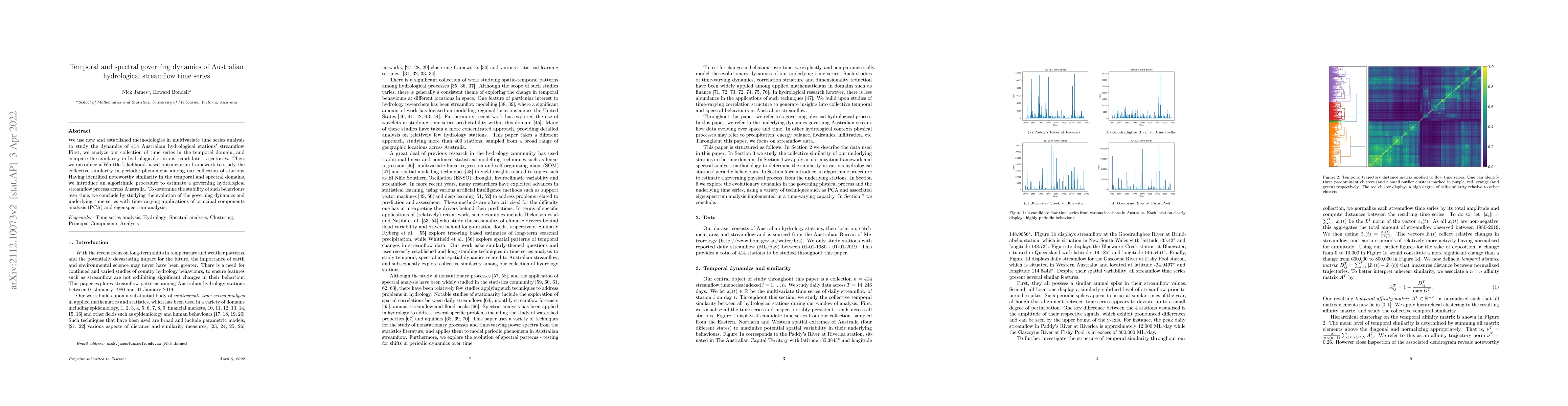 Thumbnail for Temporal and spectral governing dynamics of Australian hydrological
  streamflow time series