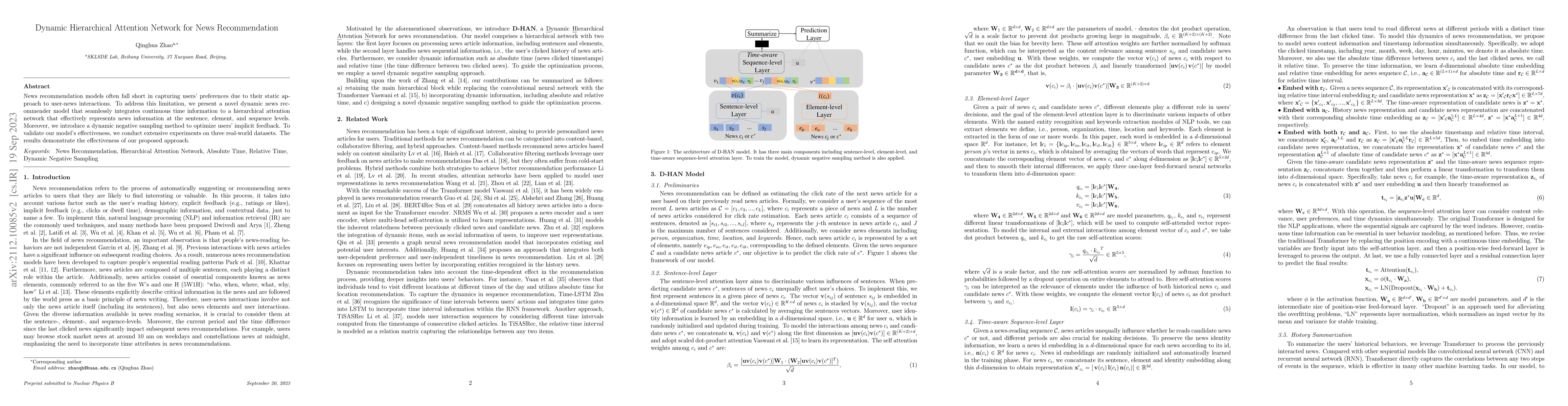 Thumbnail for D-HAN: Dynamic News Recommendation with Hierarchical Attention Network