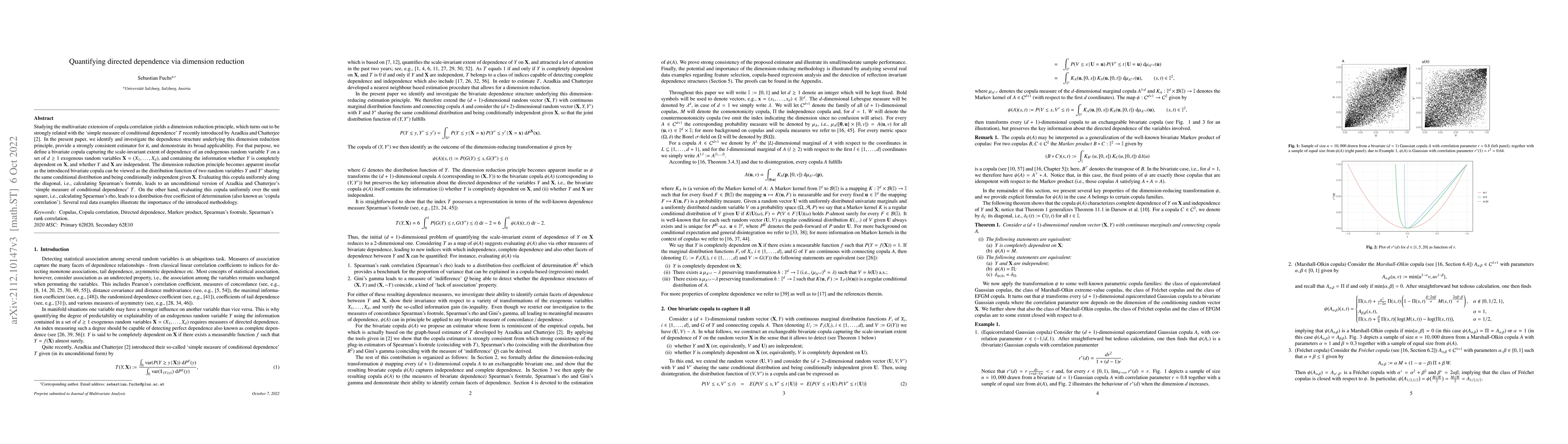 Thumbnail for Quantifying directed dependence via dimension reduction