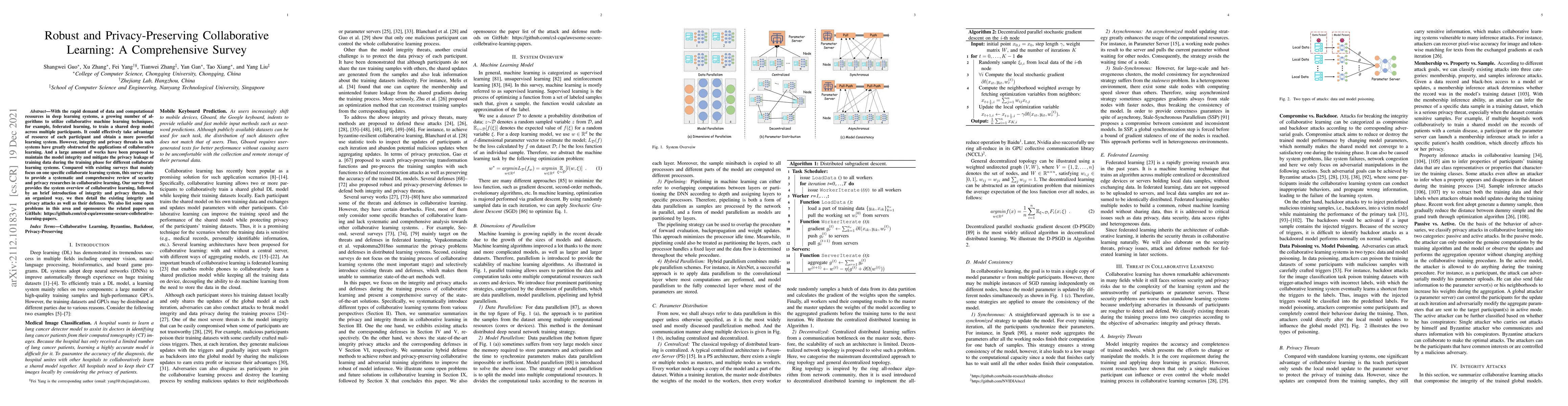 Thumbnail for Robust and Privacy-Preserving Collaborative Learning: A Comprehensive
  Survey