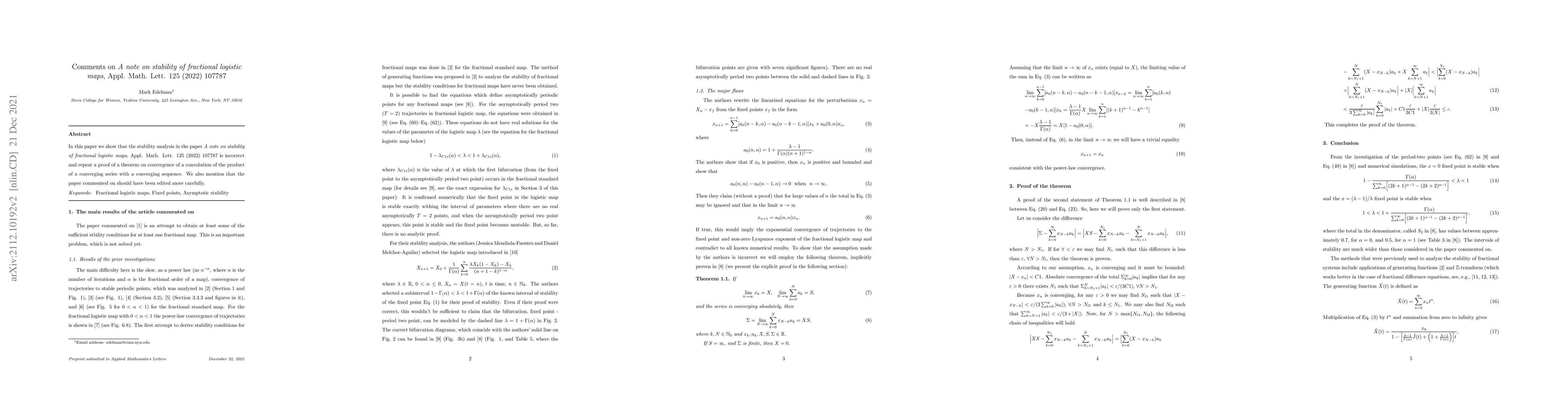 Thumbnail for A note on stability of fractional logistic maps, Appl. Math. Lett. 125
  (2022) 107787