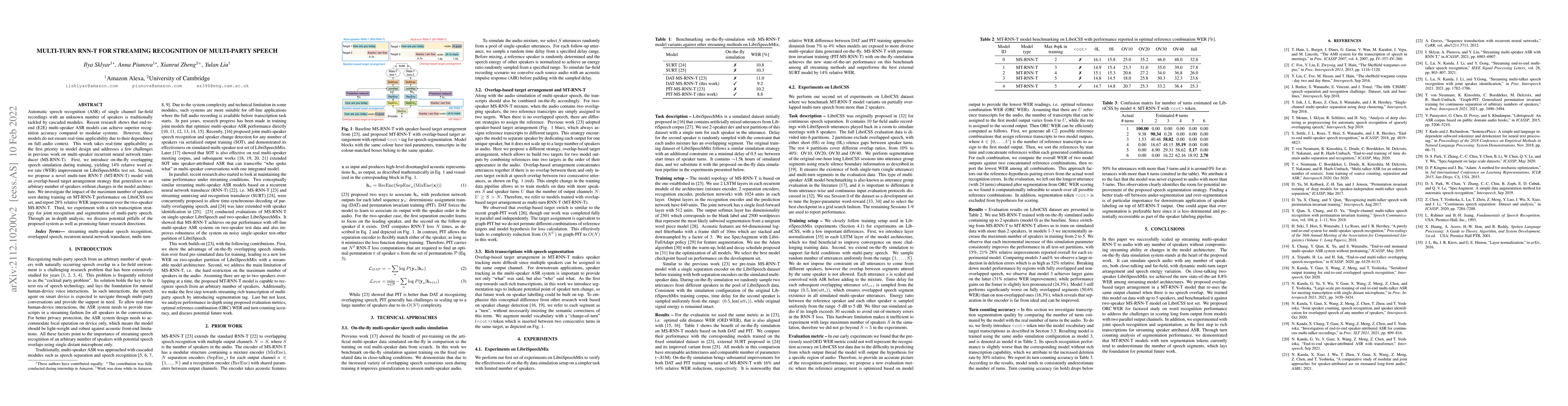 Thumbnail for Multi-turn RNN-T for streaming recognition of multi-party speech