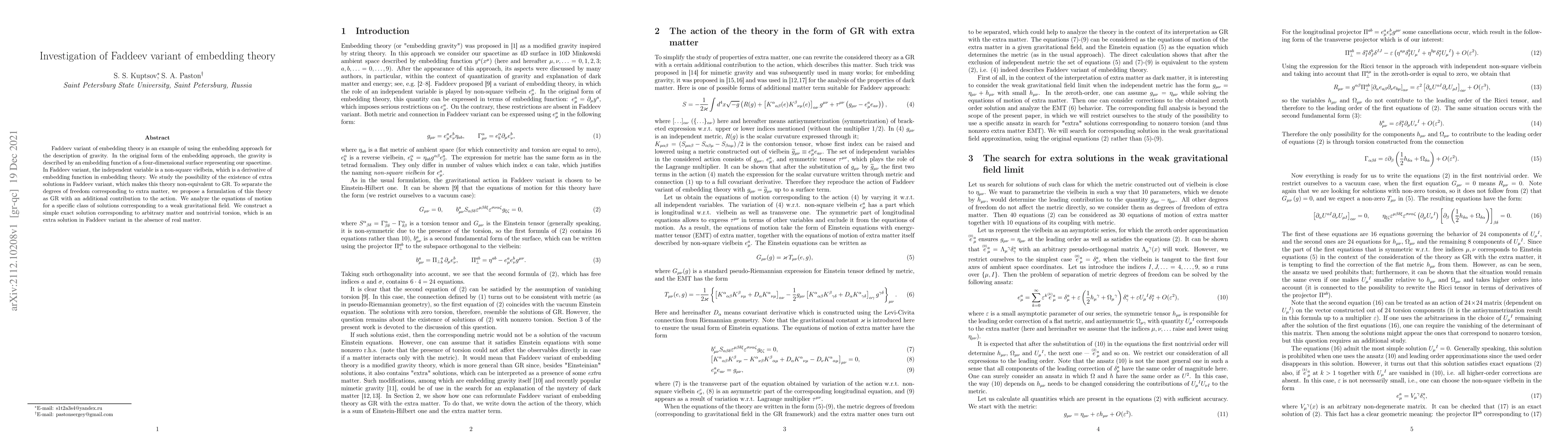 Thumbnail for Investigation of Faddeev variant of embedding theory