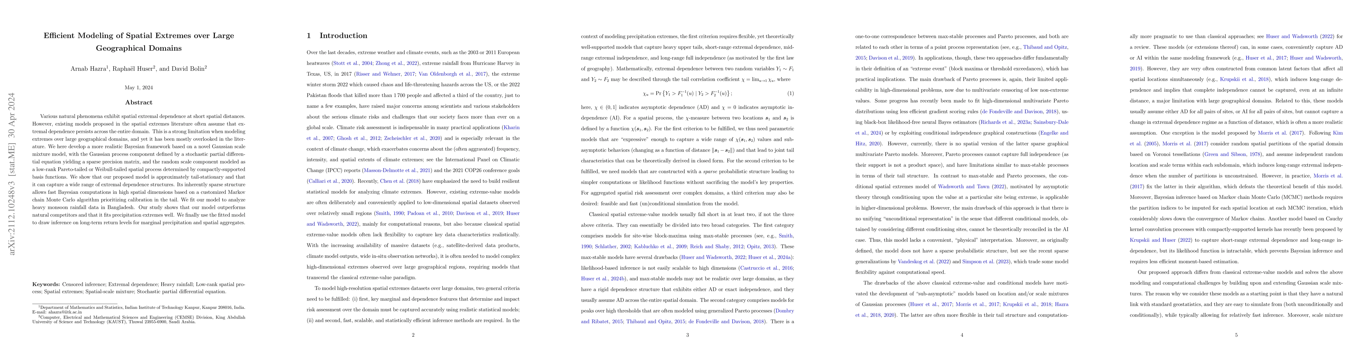 Thumbnail for Efficient Modeling of Spatial Extremes over Large Geographical Domains