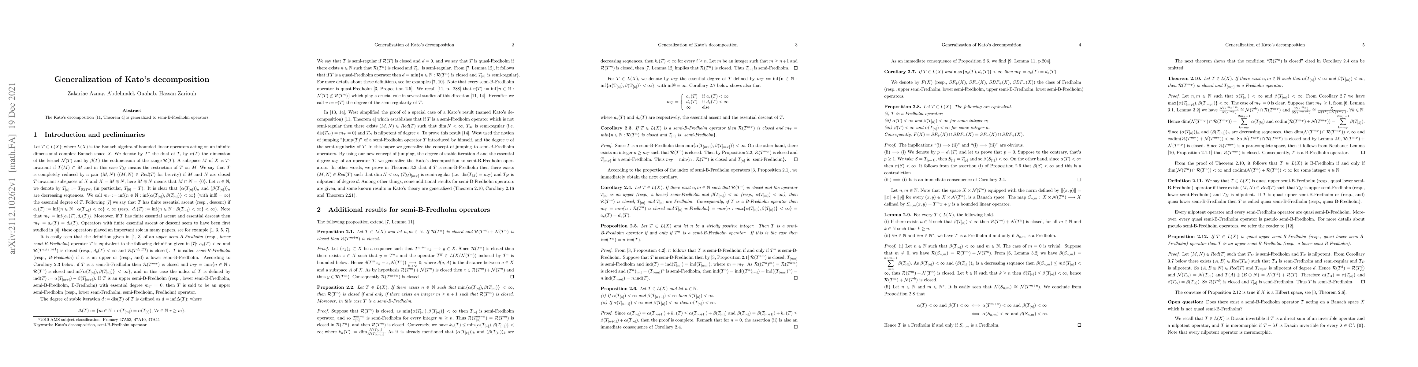 Thumbnail for Generalization of Kato's decomposition