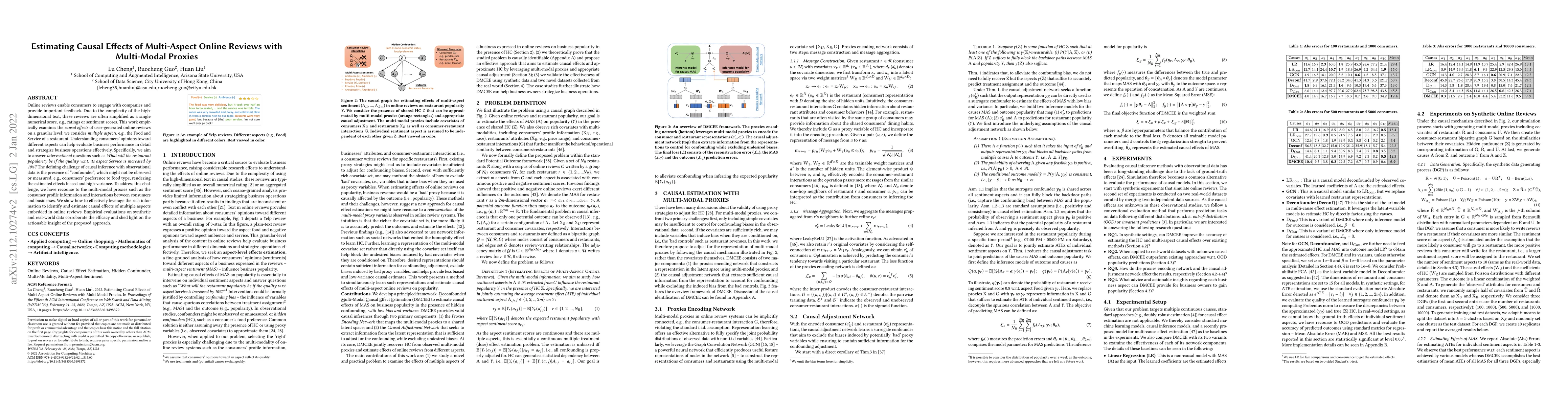 Thumbnail for Estimating Causal Effects of Multi-Aspect Online Reviews with
  Multi-Modal Proxies