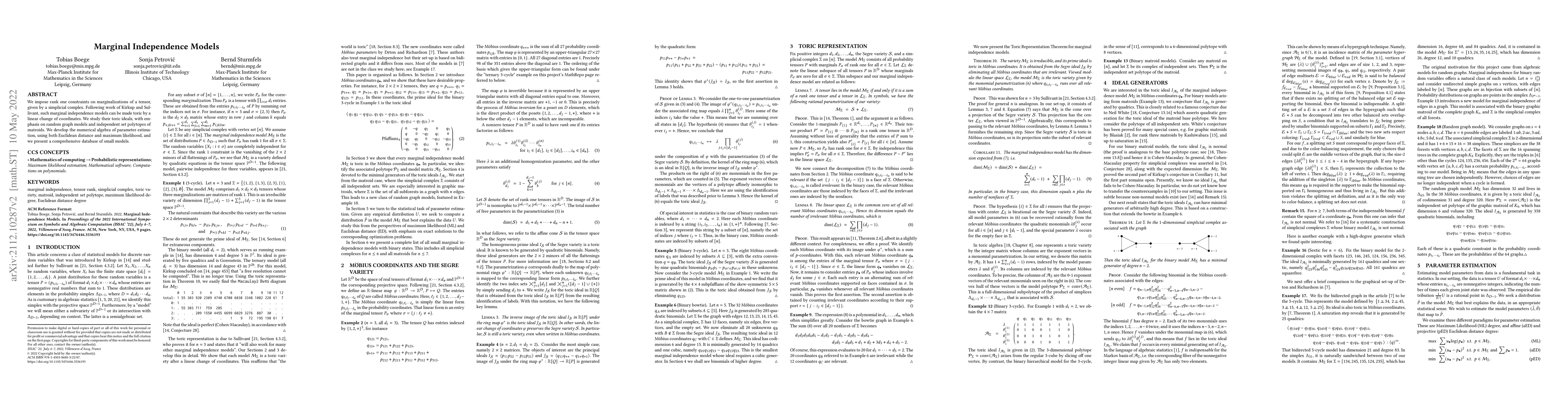 Thumbnail for Marginal Independence Models