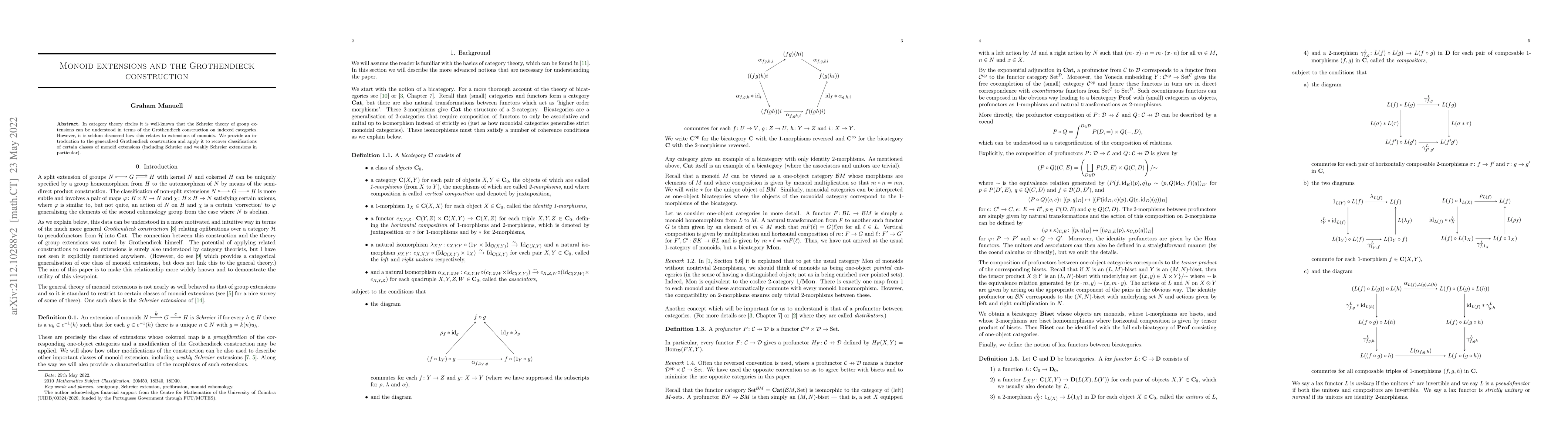 Thumbnail for Monoid extensions and the Grothendieck construction