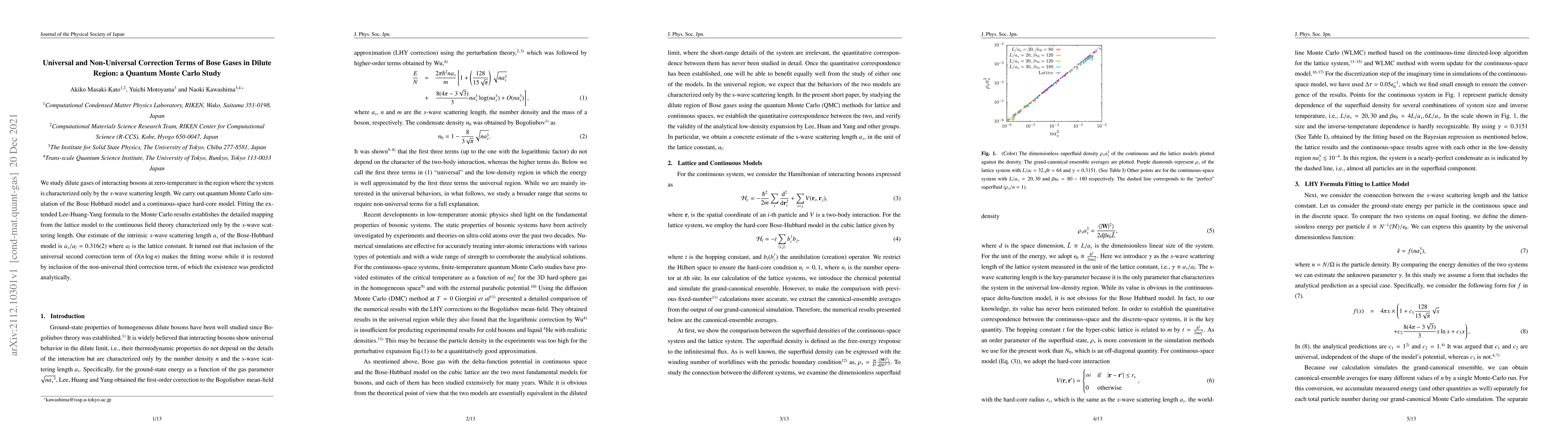 Thumbnail for Universal and Non-Universal Correction Terms of Bose Gases in Dilute
  Region: a Quantum Monte Carlo Study